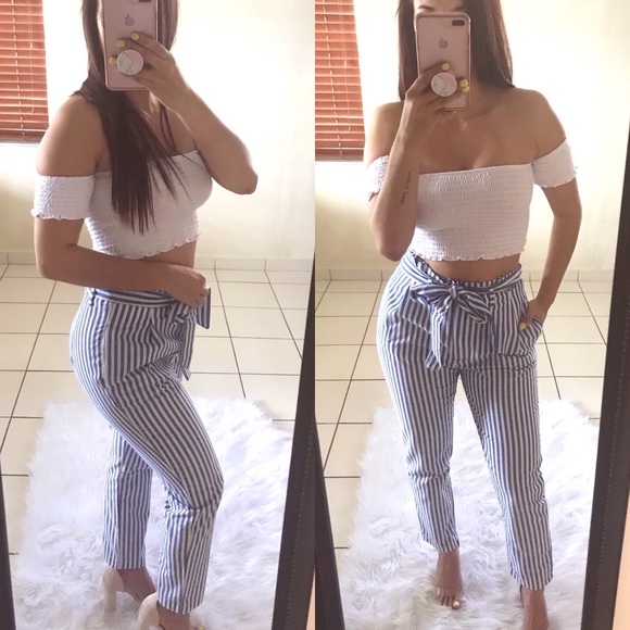 1DAYSALE✨ LAST 1 //  ‘GENI’ Striped Paperbag Pants - Picture 2 of 3